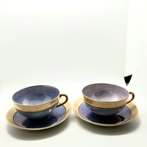 2 Tashiro Shoten Bone China Cups & Saucers Japan